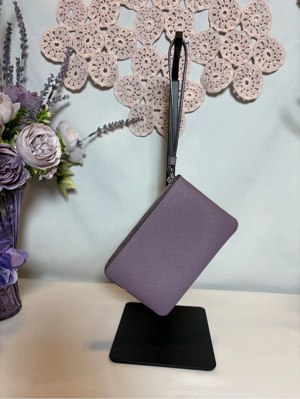 Coach Plum Pebbled Leather Wristlet